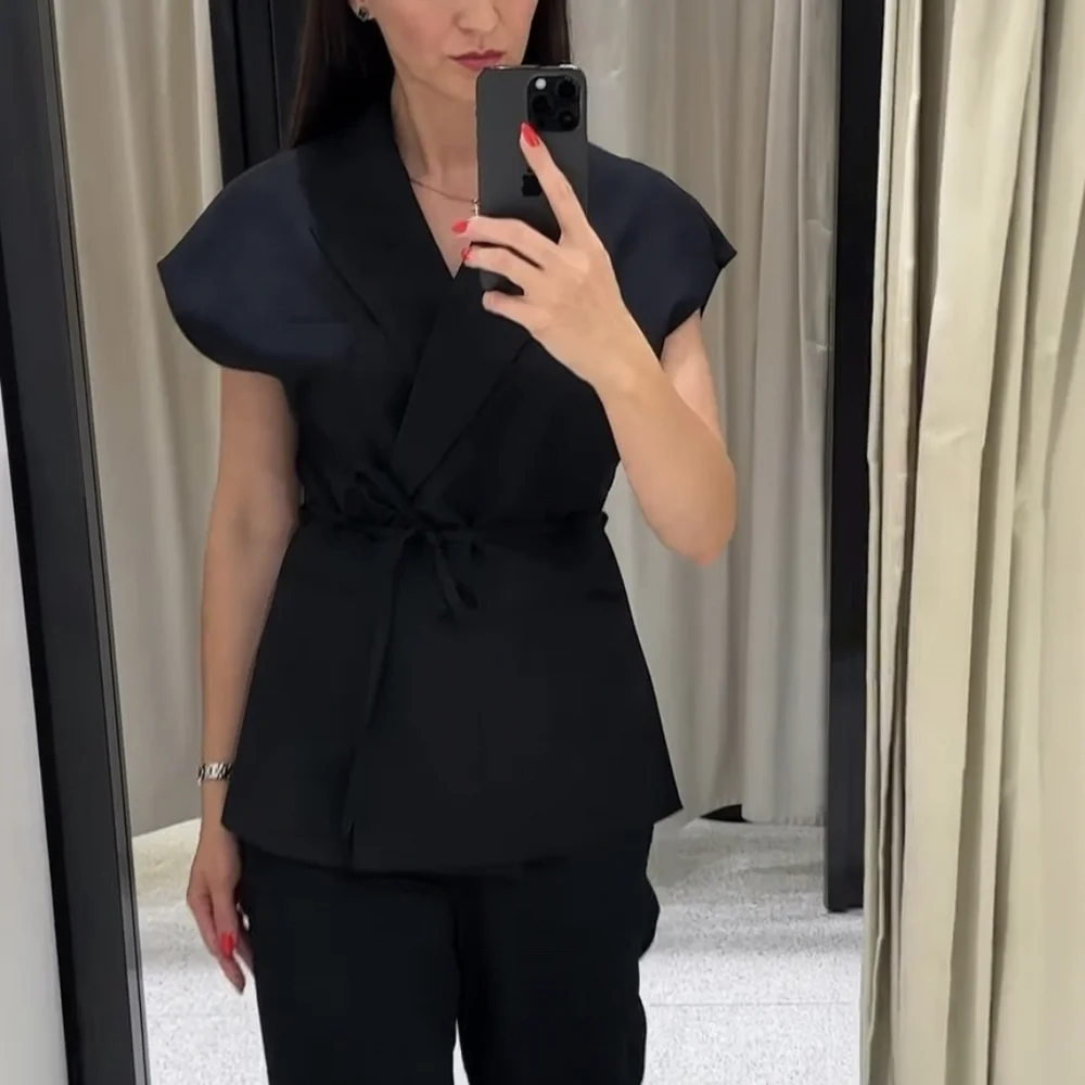 Zara Belted Wrap Vest Size S M L